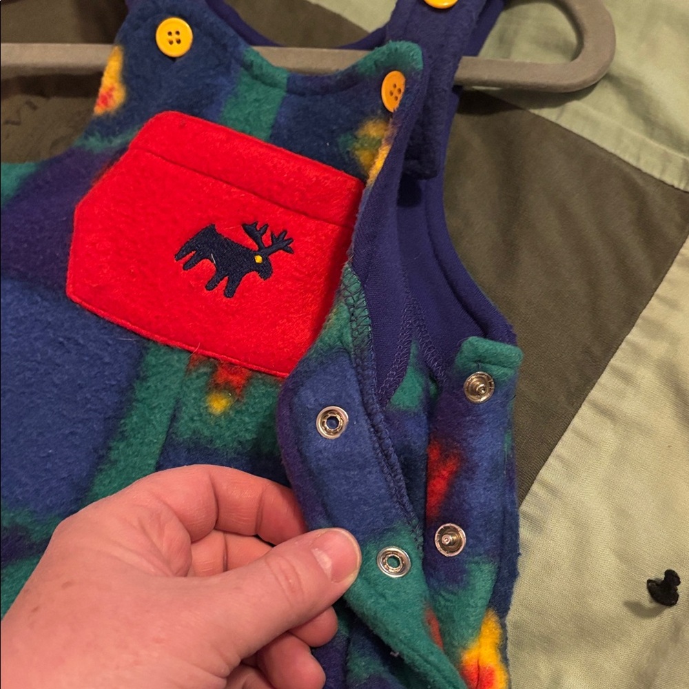 Gymboree Blue and Green Kids Overalls with Red Pocket - Picture 9 of 9